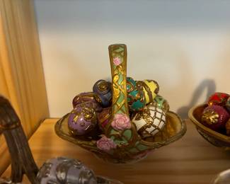 Franklin Mint House of Faberge Summer Basket with 9 eggs