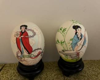 Hand painted eggs with Chinese scenes