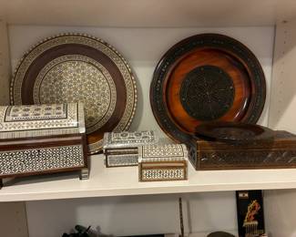 Middle Eastern decorative items with mother of pearl inlay