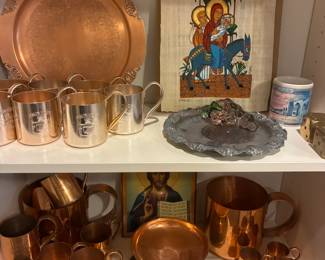 Moscow mule copper mugs and other copper items