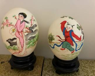 Hand painted eggs with Chinese scenes