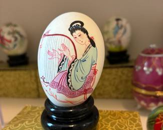Hand painted eggs with Chinese scenes