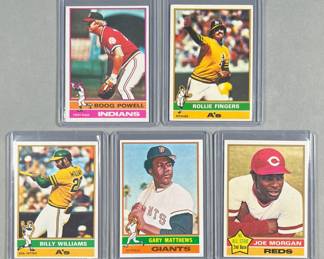 1976 Topps MLB Stars. Powell, Fingers, Williams, Mathews, Morgan.