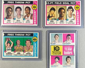 1973 74 Percentage Leaders and KY Colonels Leaders.