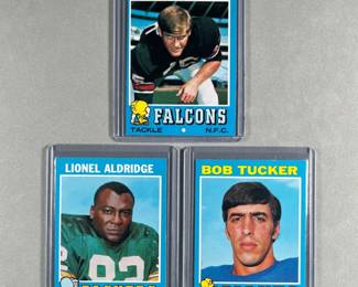 1971 Topps Rookie First Cards. George Kunz 109, Lionel Aldridge 28, and Bob Tucker 79.