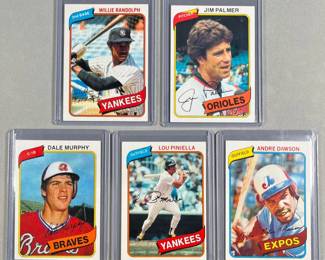 1980 Topps MLB Stars. Randolf, Palmer, Murphy, Piniella, Dawson.