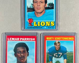 Dick LeBeau 154, Lemar Parrish 223 Rookie Card, Marty Schottenheimer 3  1971 Topps. 