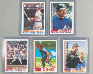 1982 Topps MLB Stars. Yount 435, Jackson 300, Piniella 535, Rose 780 and Stargell 715.