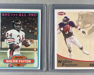 Walter Payton 1980 Topps 160 and Walter Payton 2018 Sage Hit 38.