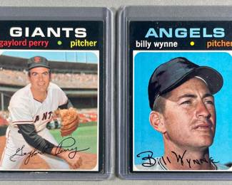 1971 Topps Baseball. Gaylord Perry HOF 140 and Billy Wynne 178.
