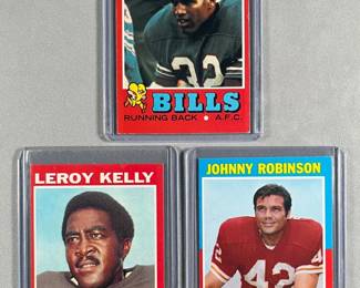 1971 Topps Hall Of Famers. O.J. Simpson 260, Leroy Kelly 157, and Johnny Robinson 88.