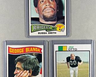 Bubba Smith 33  1975, Jim Otto 461  1973, George Blanda 8  1975 Topps.