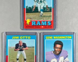 1971 Topps Hall Of Famers. Merlin Olsen 125, Jim Otto 151, and Gene Washington 130.