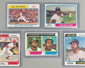 1974 Topps MLB Cards. N.L. Playoffs, Santo, RBI Leaders, Morgan, and Munson