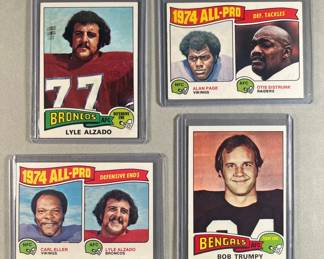 Lyle Alzado 322, Page Sistrunk 214, Eller Alzado 216, Bob Trumpy 85  1975 Topps.