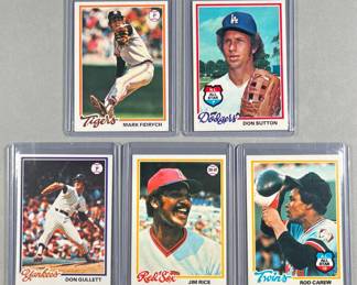 1978 Topps MLB Stars. Fidrych, Sutton, Gullett, Rice, Carew.