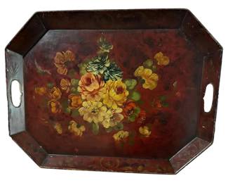 burgundy tole tray