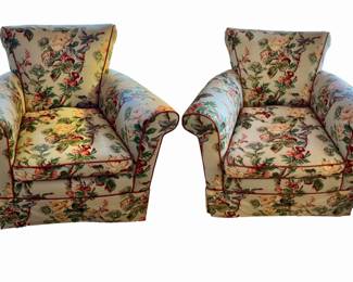 Pair English Roll arm chairs
