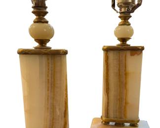 Pair onyx lamps