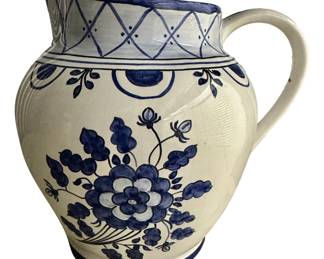 Blue and white pitcher