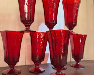 Set of Christmas Red Glassware