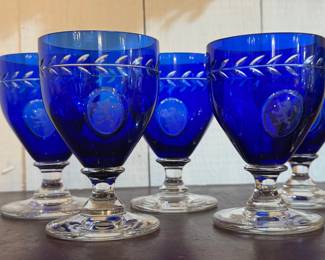 Antique English Glasses with Lion Rampant