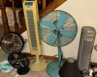 Tons of fans- both vintage and not- small and standing 