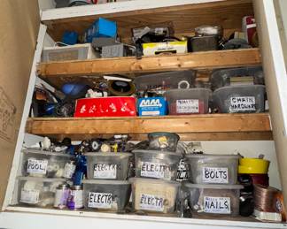 Hardware, some tools, stuff you find in the garage. 