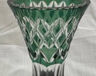 05 Val Saint Lambert Emerald CuttoClear Crystal Vase