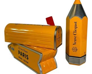 Collection of VEUVE CLICQUOT Champagne Advertising Containers
