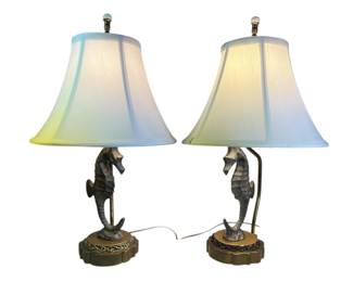 Vintage Seahorse Table Lamps, Pair
