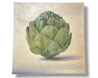 Large Mid Century Oil Painting of Artichoke
