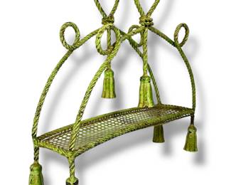 Vintage Italian Gilt Metal Rope and Tassel Magazine Rack
