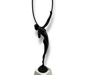 Art Deco Marble Base Bronze Ashtray Holder
