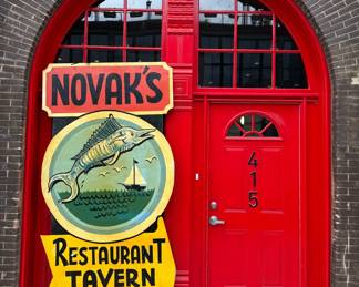 Vintage Tavern Advertising Sign for Novak's Bar
