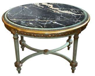 A Louis XV1 Revival Marble & Gilded Table

