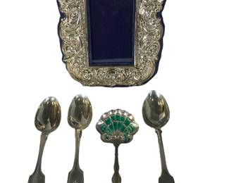 Collection Antique Sterling Silver Spoons and Picture Frame, GORHAM
