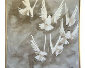 Signed ROBERT MCCAINE Mid Century Dove Painting
