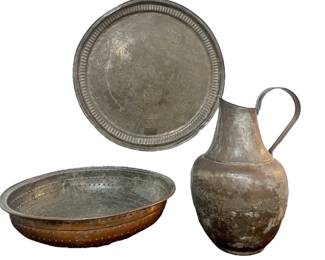 Collection Antique Hammered Copper Articles
