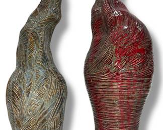 Two Abstract Studio Pottery Vases
