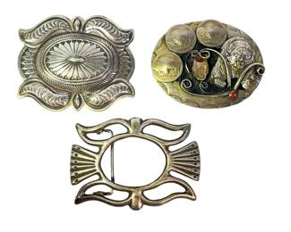 Collection Sterling Belt Buckles, & Silver Nickel
