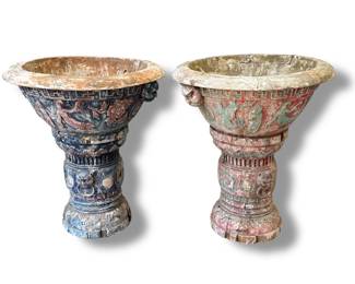 A Pair of Monumental Chinoiserie Urns
