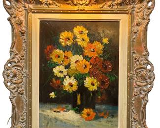 Signed Mid Century Floral Painting
