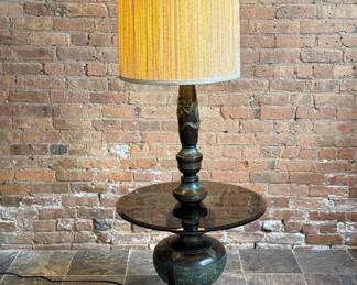 A Japanese Inspired Verdigris Floor Lamp w/ Dragon Motif
