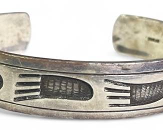 Southwestern Sterling Silver Bear Paw Men's Cuff Bracelet

