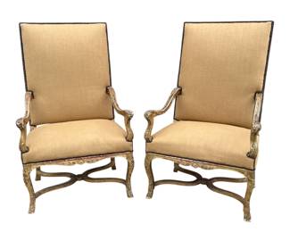 Early 1900s Louis XV Style Giltwood Fauteuils

