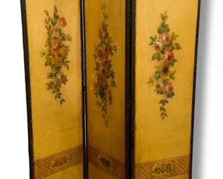 Antique French LOUIS XVI Style Hand Painted Three-Panel Dressing Screen Circa 1920's
