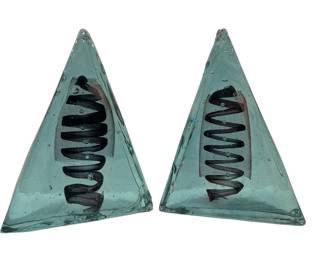 A Pair of Abstract Art Glass Bookends

