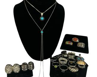 Collection Mostly Sterling Silver Costume and Southwestern Jewelry
