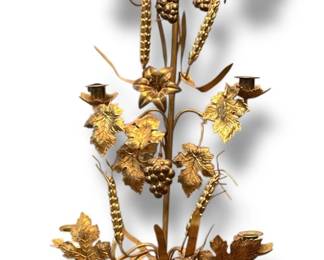 Antique Gilt French Vineyard Altar Stick
